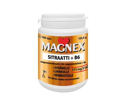 Magnex Sitraatti 375 mg + B6, 150 tabl.