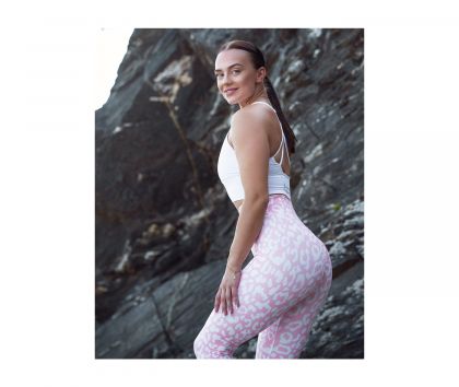 M-Sportswear Outlet Jungle Collection High Waist Scrunch Butt Tights, Pink Leopard