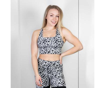M-NUTRITION Sports Wear Longline Bra Cooling Fabric, Snow Leopard