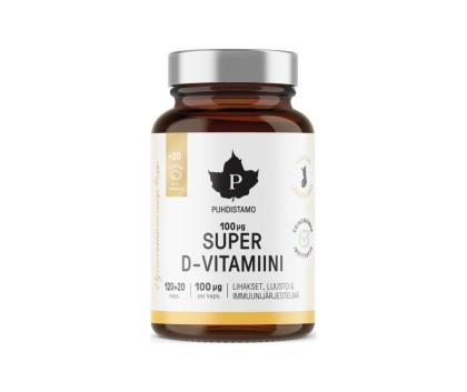 Puhdistamo Super D-vitamiini 100 mcg, 120 + 20 kaps. (Kampanjakoko!)