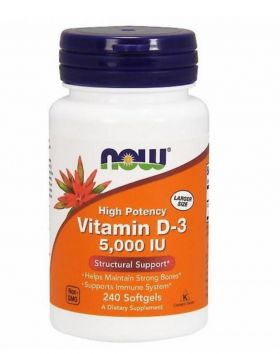 NOW Foods Vitamin D-3 5000 IU, 240 kaps.