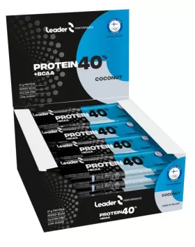 24 kpl Leader 40 % Protein + BCAA Proteiinipatukka, Coconut