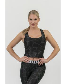 NEBBIA Nature-Inspired Sporty Crop Top "Racer Back" 549, Black