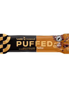 Leader Puffed proteiinipatukka, 40 g, Toffee